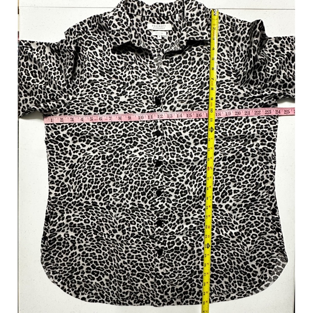 Foxcroft‎ Appleseed's Wrinkle Free Leopard Print Button Up Long Sleeve Shirt 18 - Picture 6 of 6